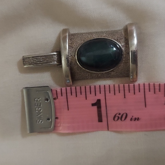 Vintage Oval  Labradorite Art Nouveau Sterling Silver Pendant 830 - Picture 3 of 14